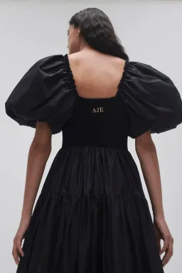 Aje Casa Puff Sleeve Midi Dress Black Size 16 for rent on The Volte - image 4