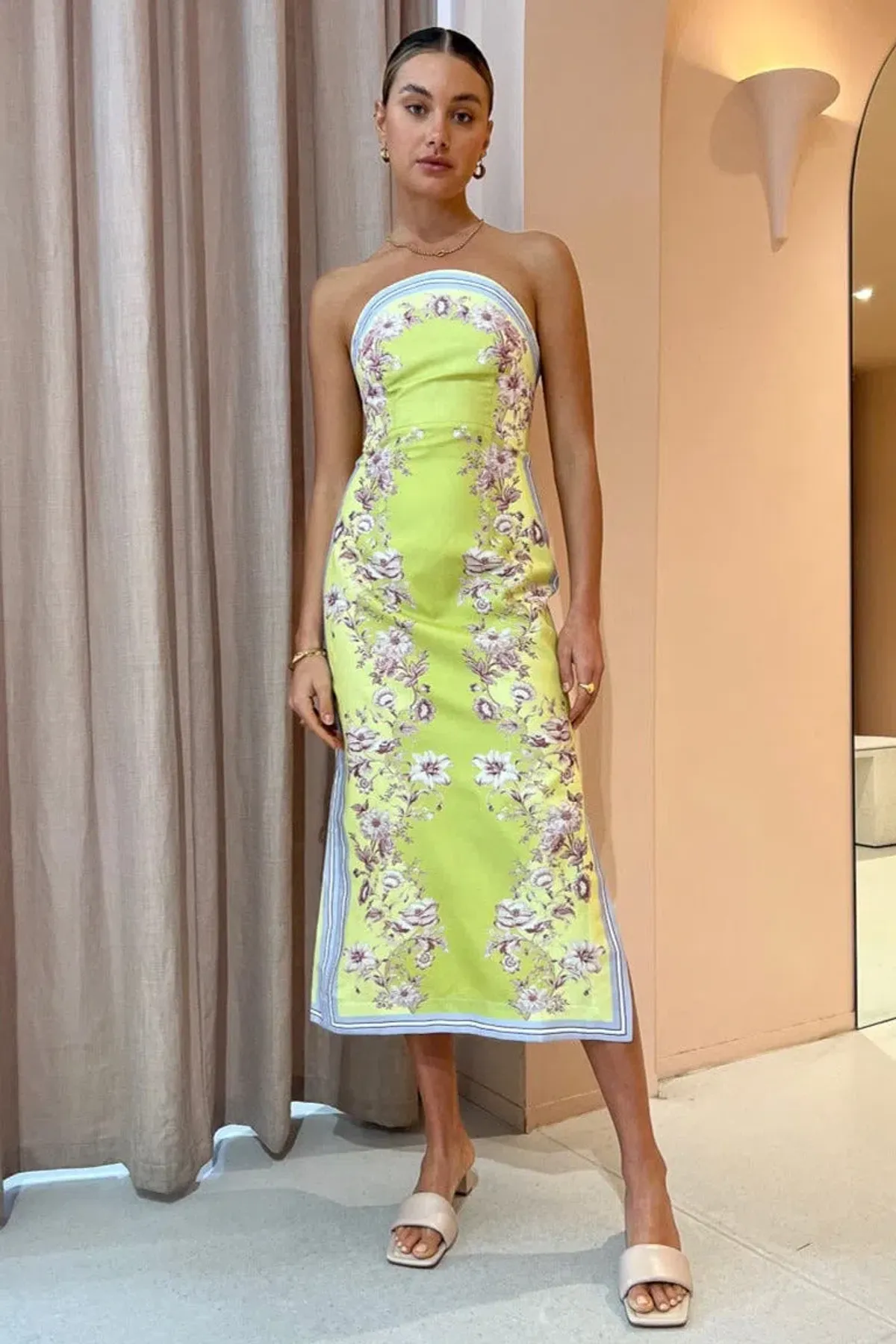 Alemais Marlow Bodice Midi Dress Lemon Paisley Size 10 - Image 1