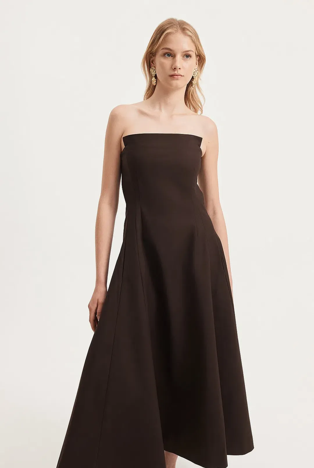 Country Road Strapless Fit and Flare Midi Dress Brown Size 10 for rent on The Volte - main image