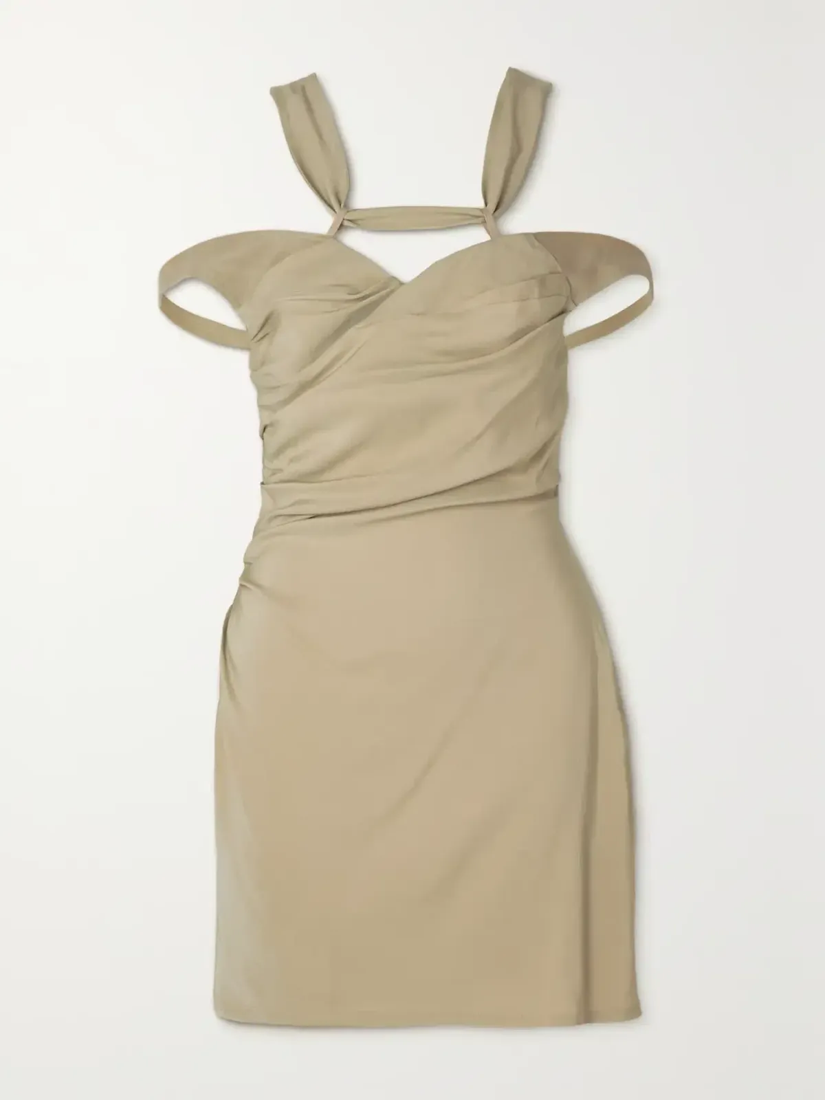 Jacquemus Soffio Crepe Mini Dress Beige Size 34 / AU 6 - Image 3