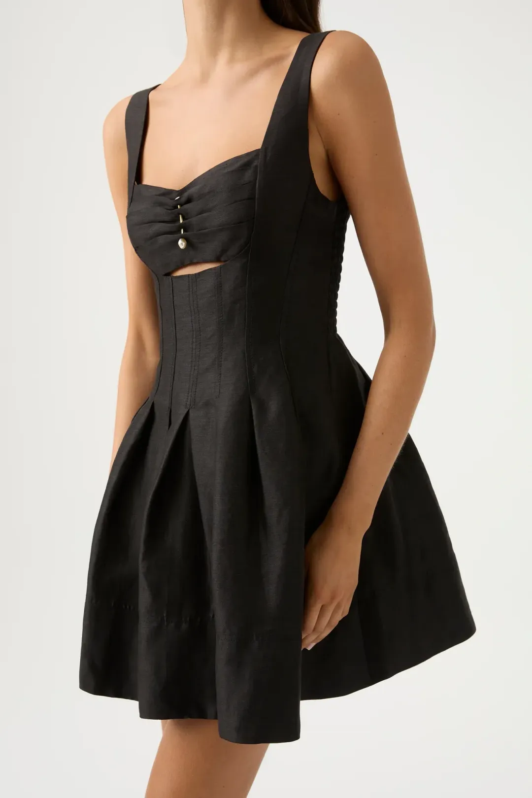 Aje Divinity Pearl Pin Mini Dress Black Size 4 for rent on The Volte - main image