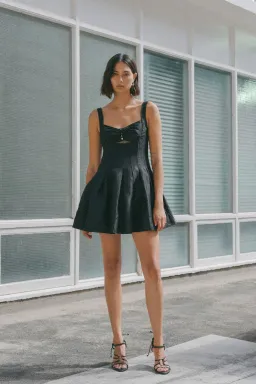 Aje Divinity Pearl Pin Mini Dress Black Size 4 for rent on The Volte - image 2