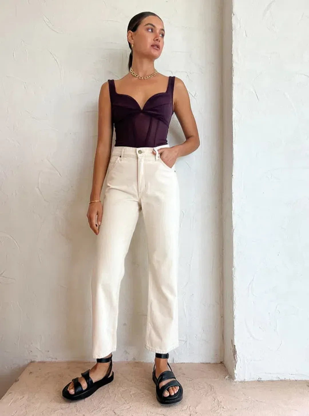 Viktoria and Woods Theta Bustier Corset Top in Oxblood Deep Burgundy Size 1 /AU 8 for rent on The Volte - main image