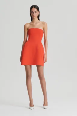 Scanlan Theodore Crepe Knit Peplum Strapless Dress Crayon Size M/ AU 10 for rent on The Volte - image 1