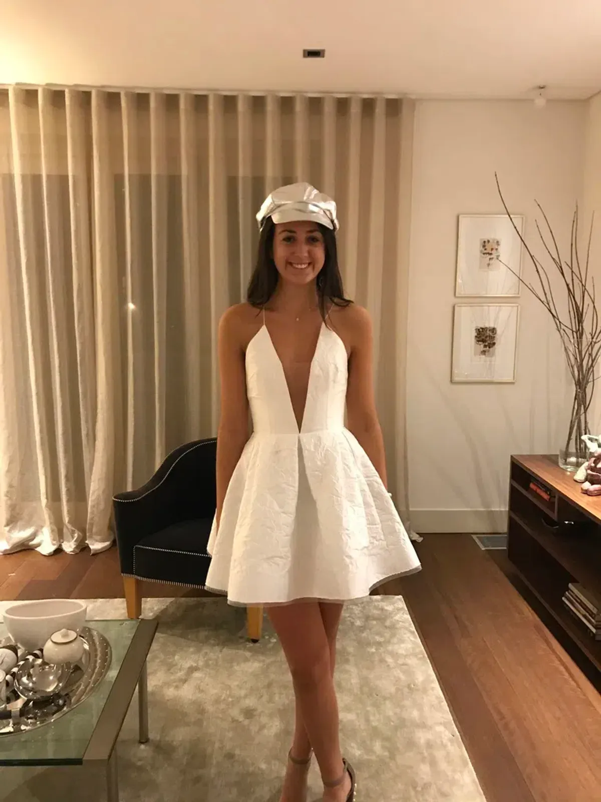 Alex Perry Floral Brocade Mini Dress White Size 6 - Image 2