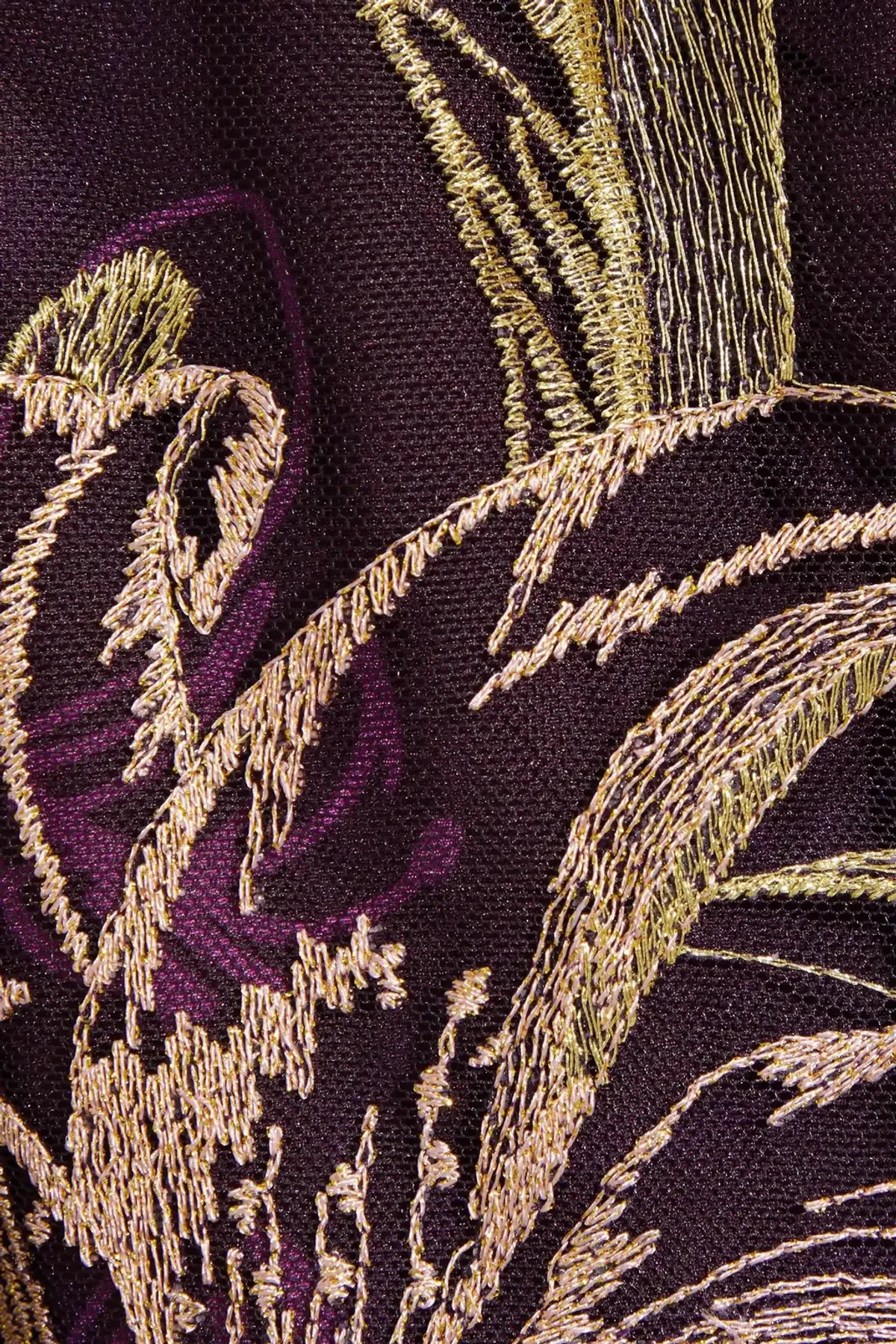 Marchesa Notte Embroidered Burgundy Gown Floral Size 8 - Image 4