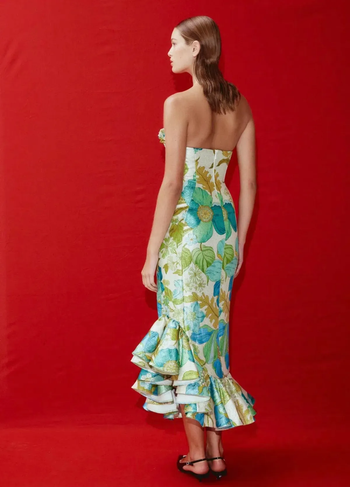 Alemais Janis Strapless Midi Dress Print Size AU 14 - Image 2