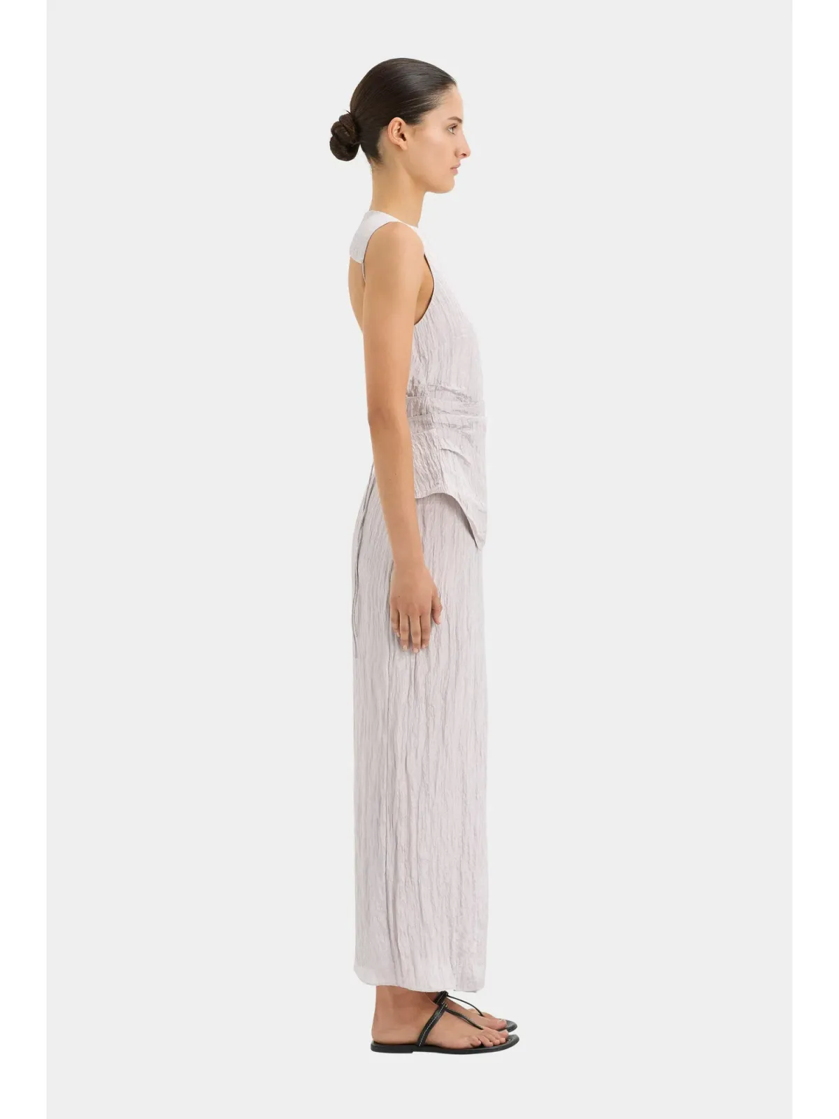 Sir The Label Ligera Open Back Top and Wrap Midi Skirt Set Silver Size AU 8 - Image 2