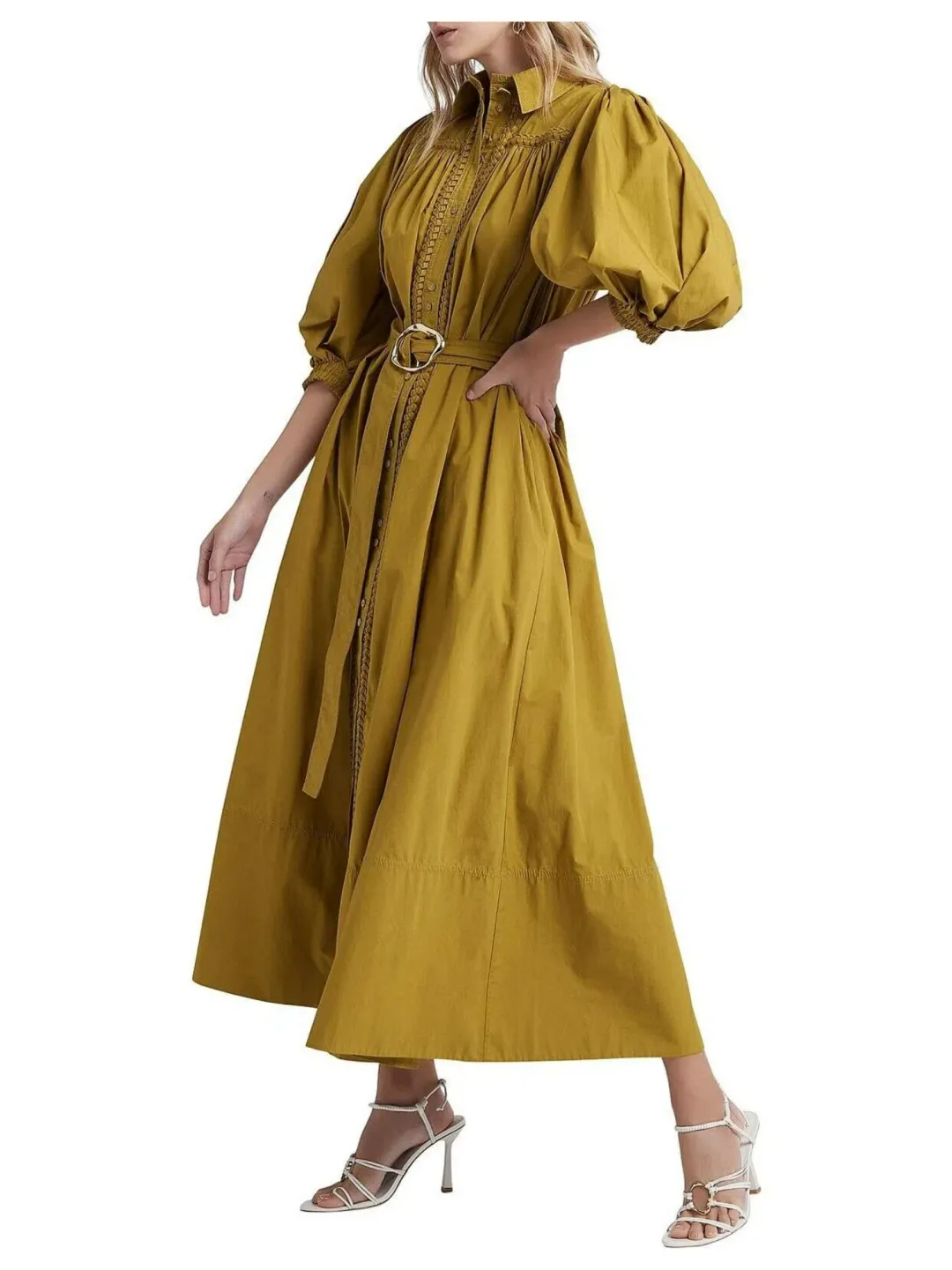 Aje Casablanca Midi Dress Olive Green Size AU 10 for rent on The Volte - main image