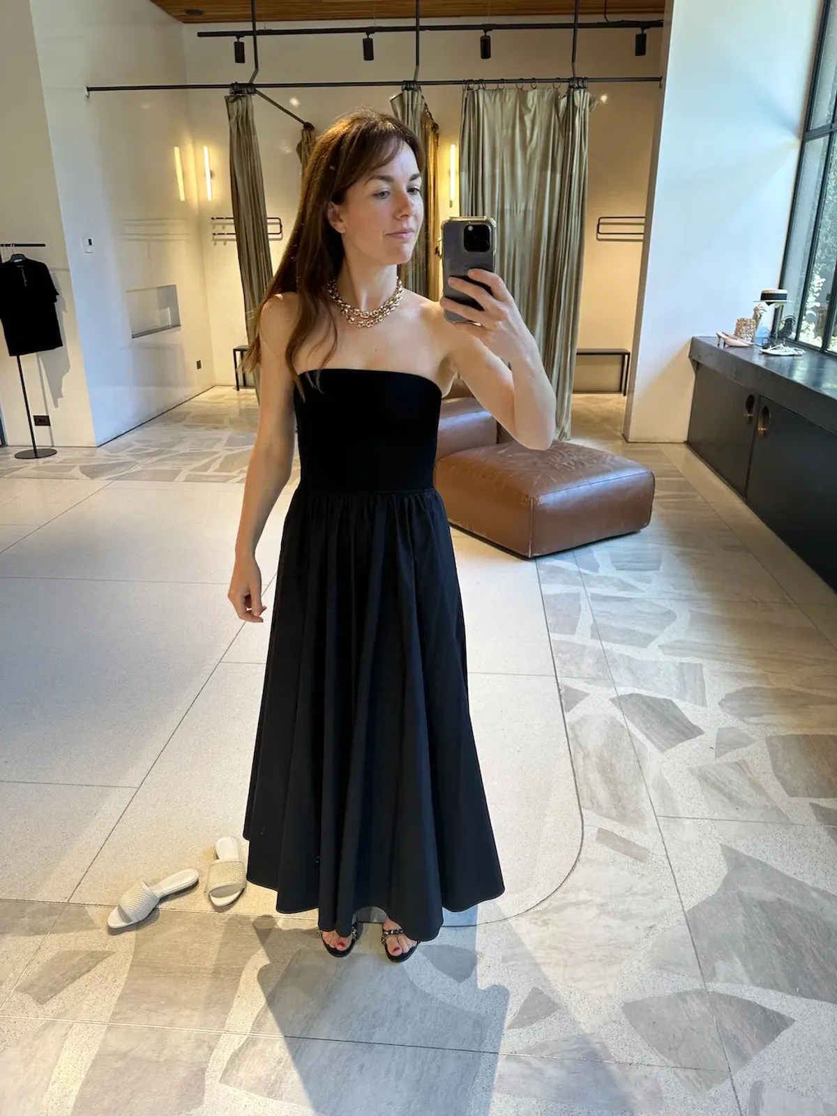 Scanlan Theodore Crepe Knit Cotton Strapless Dress Black Size 6 - Image 3