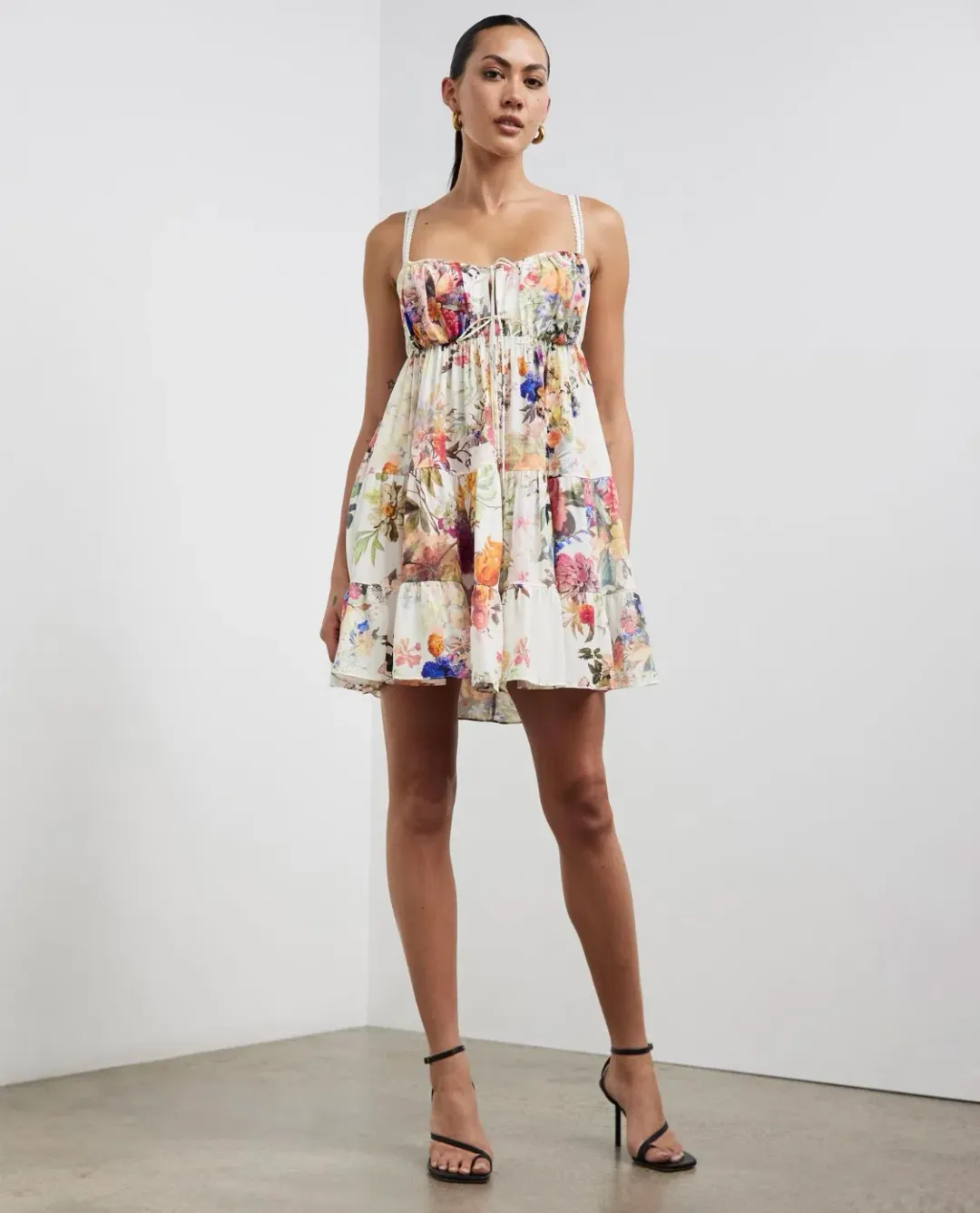Camilla Gathered Bust Tiered Mini Dress Friends With Frescos Size XS / AU 8 for rent on The Volte - main image