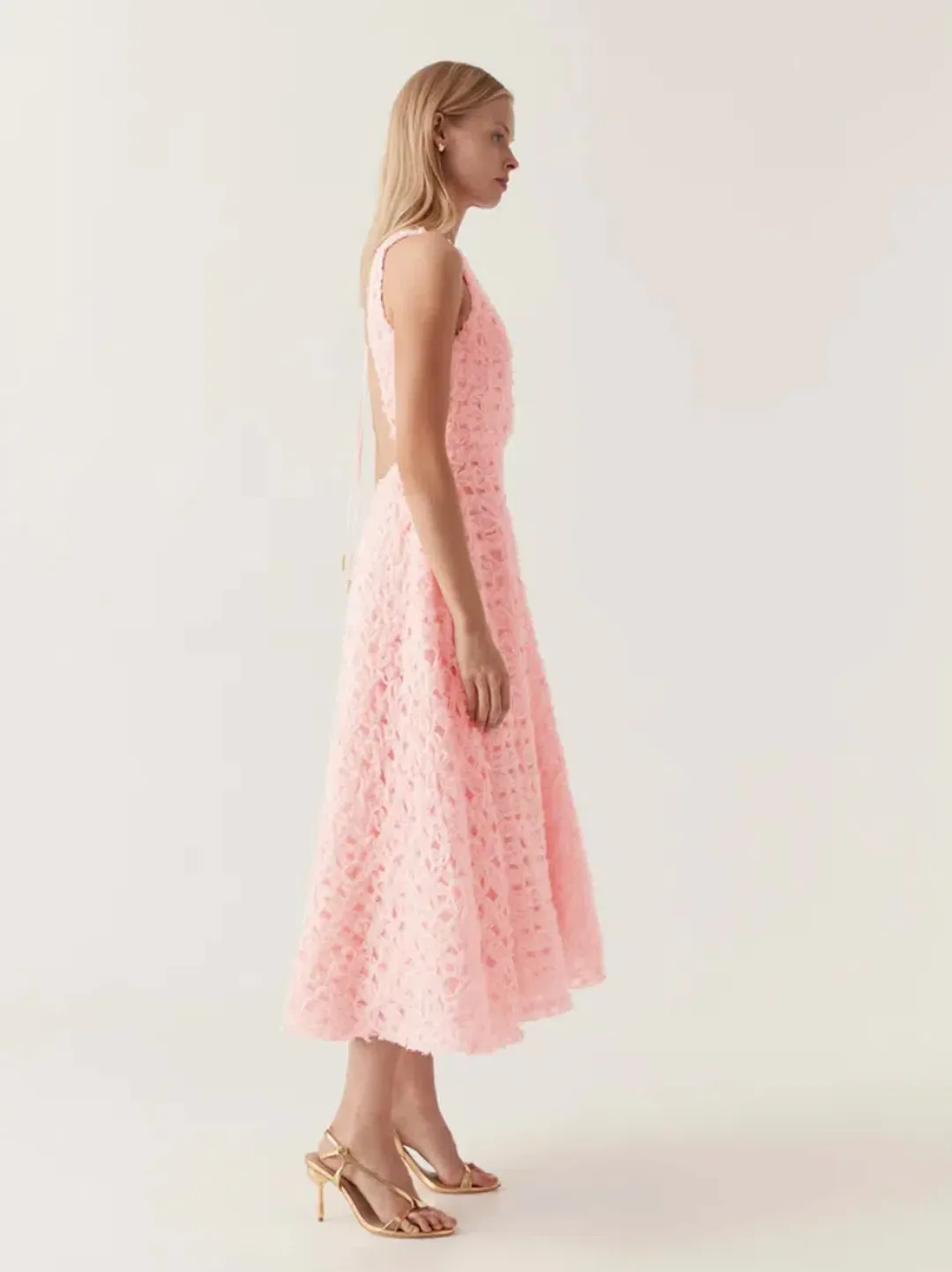 Aje Quintette Backless Midi Dress in Soft Pink Size 8 for rent on The Volte - main image