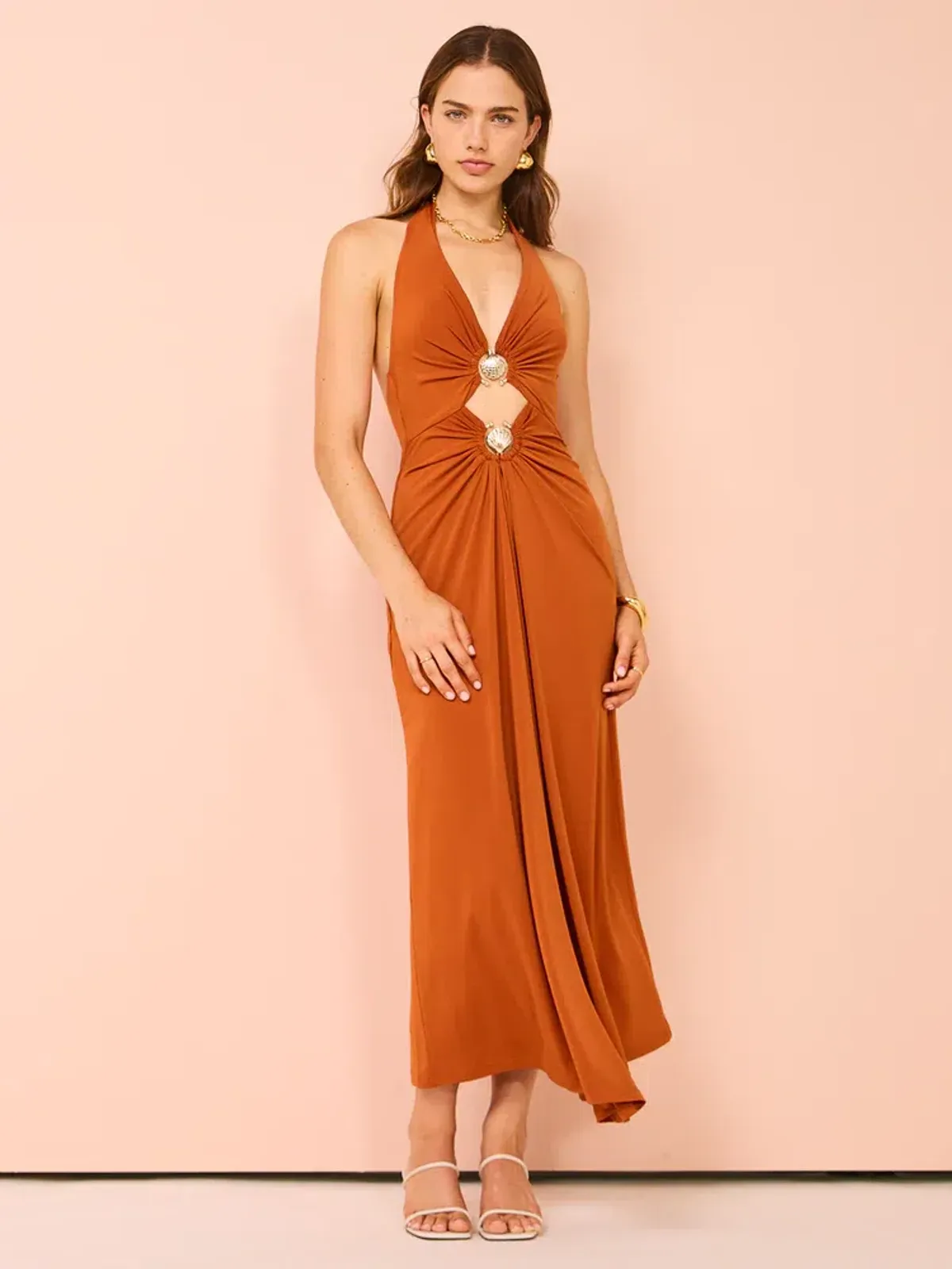 Significant Other Posie Midi Dress Rust Size 10 for rent on The Volte - main image