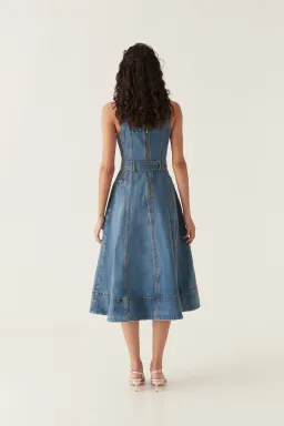 Aje Clay Denim Midi Dress 90's Wash Size AU 14 for rent on The Volte - image 3