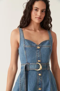 Aje Clay Denim Midi Dress 90's Wash Size AU 14 for rent on The Volte - image 2