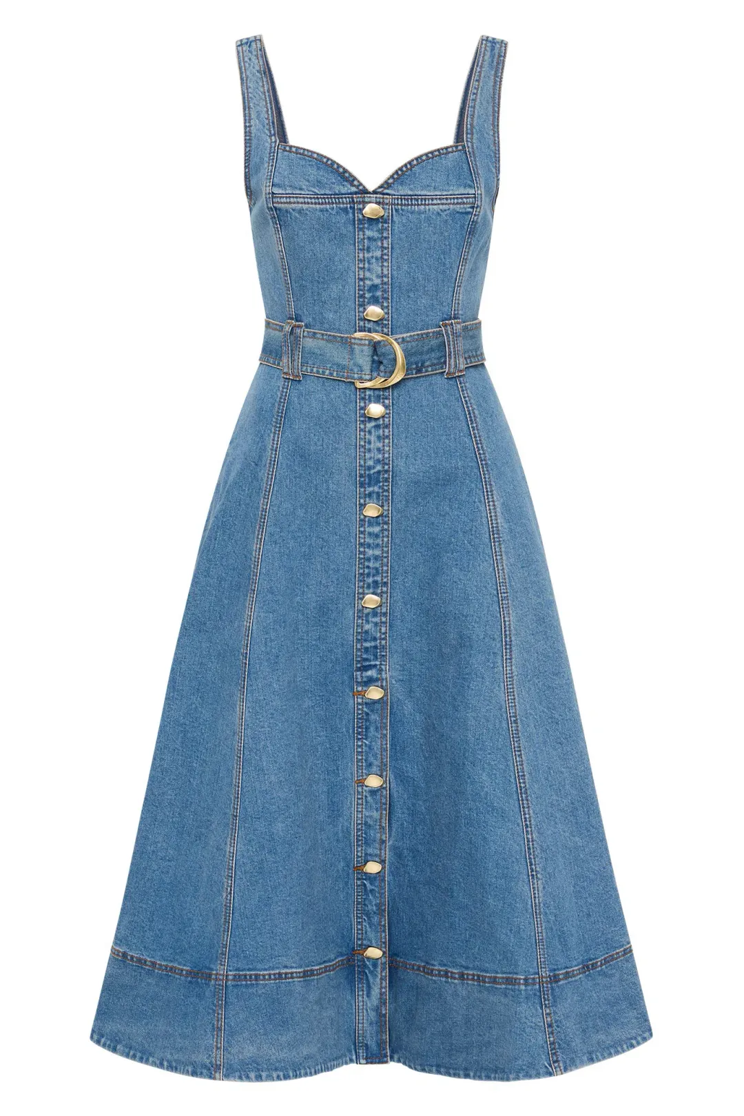 Aje Clay Denim Midi Dress 90's Wash Size AU 14 for rent on The Volte - main image
