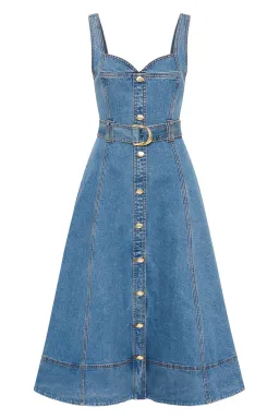 Aje Clay Denim Midi Dress 90's Wash Size AU 14 for rent on The Volte - image 4