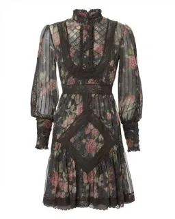 Zimmermann Unbridled Tucked Mini Dress Grey Floral Size 0 / AU 8 for rent on The Volte - image 4
