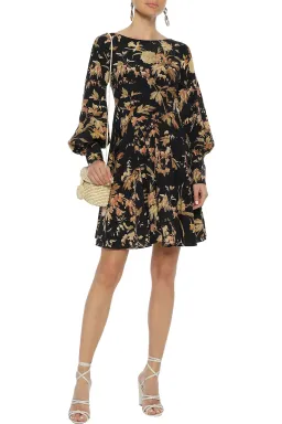 Zimmermann Unbridled Basque Mini Dress Black Floral Size 0 / AU 8 for rent on The Volte - image 1