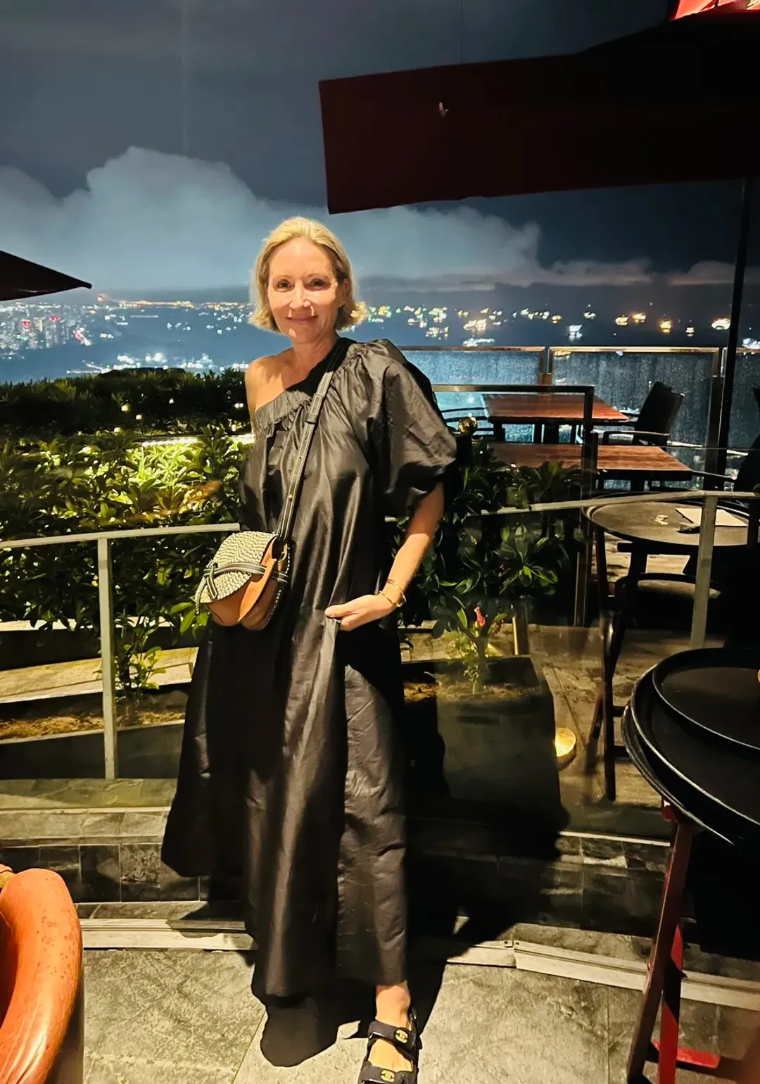 BLACK ArtClub by Heidi Middleton One Shoulder Silk Aster Midi Dress Black Size OS for rent on The Volte - main image