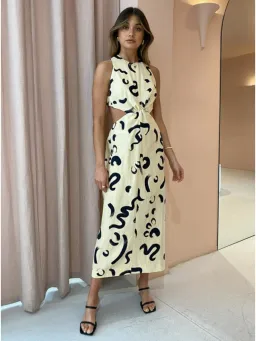 Alemais Brush Stroke Twist Dress in Clay Size AU 8 for rent on The Volte - image 1