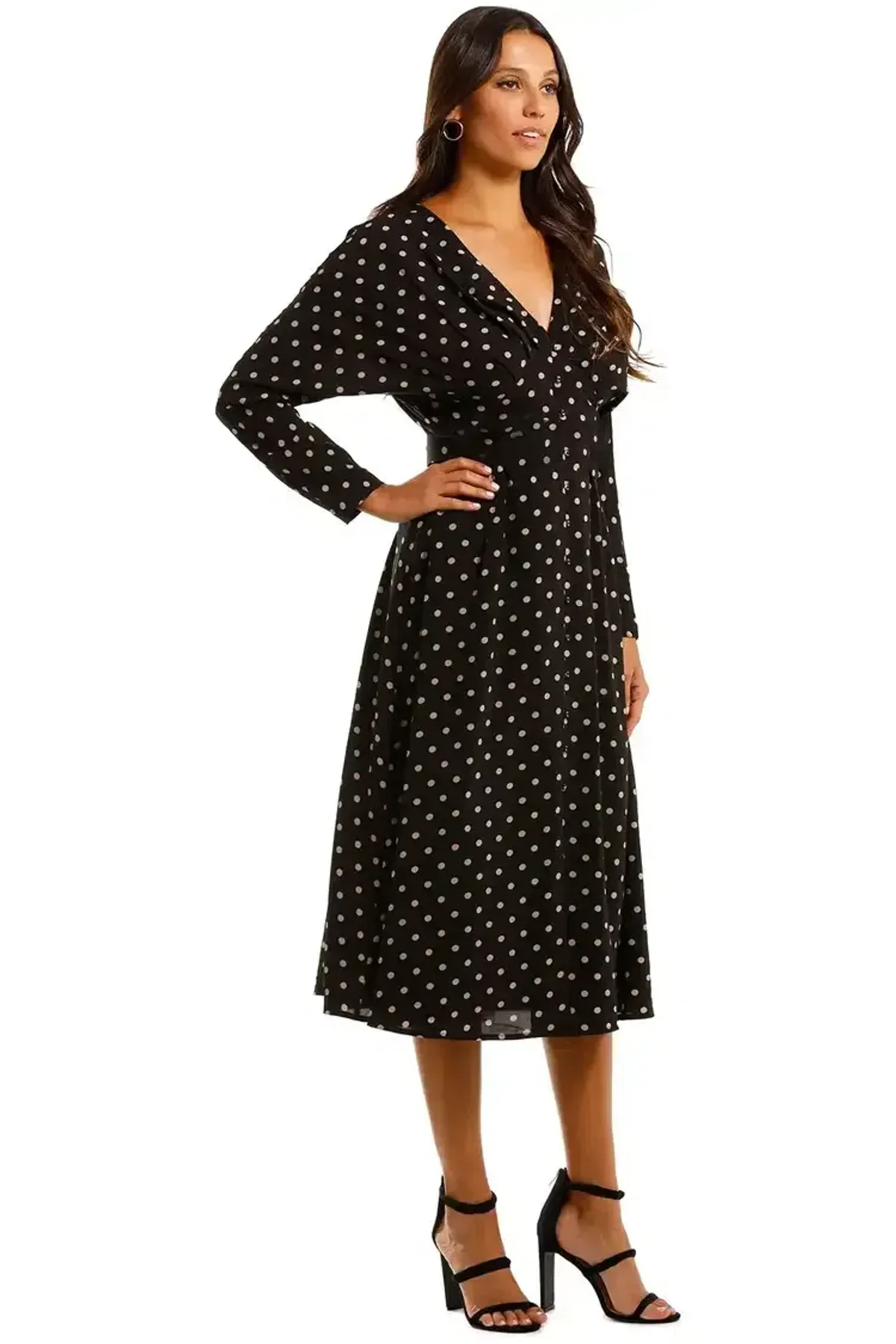 Pasduchas La Rochelle Midi Dress in Black/Taupe Size 8 - Image 2