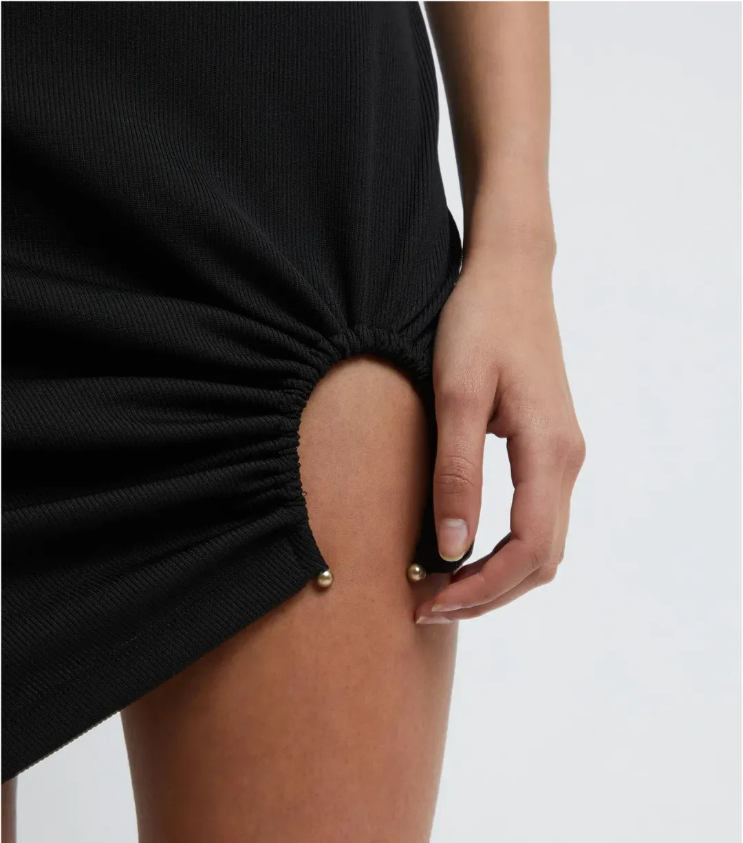 Christopher Esber Folia Float Buckle Asymmetric Micro Dress Black Size 8 for rent on The Volte - main image