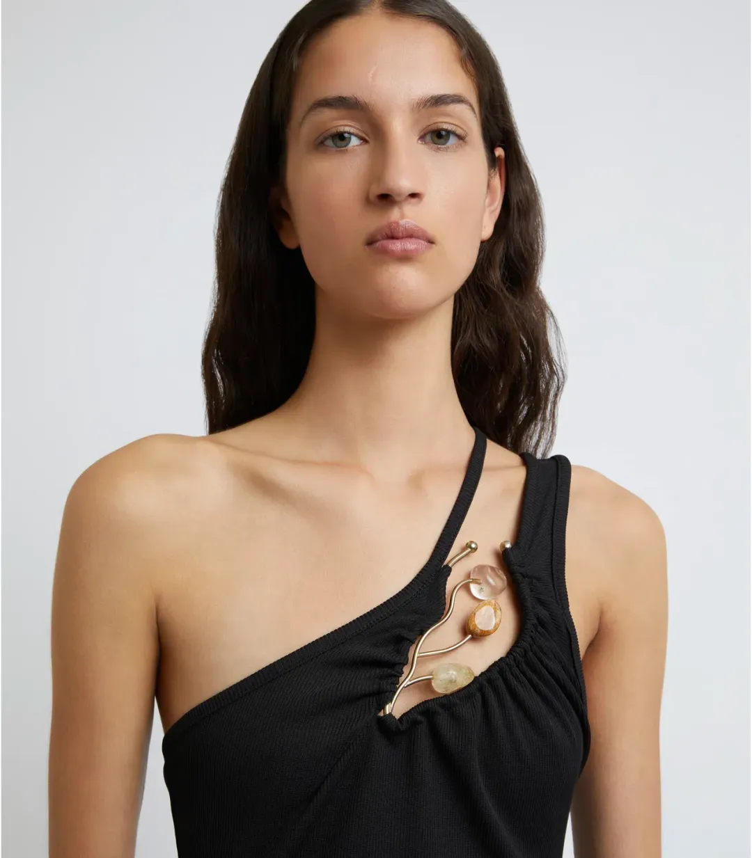 Christopher Esber Folia Float Buckle Asymmetric Micro Dress Black Size 8 for rent on The Volte - main image