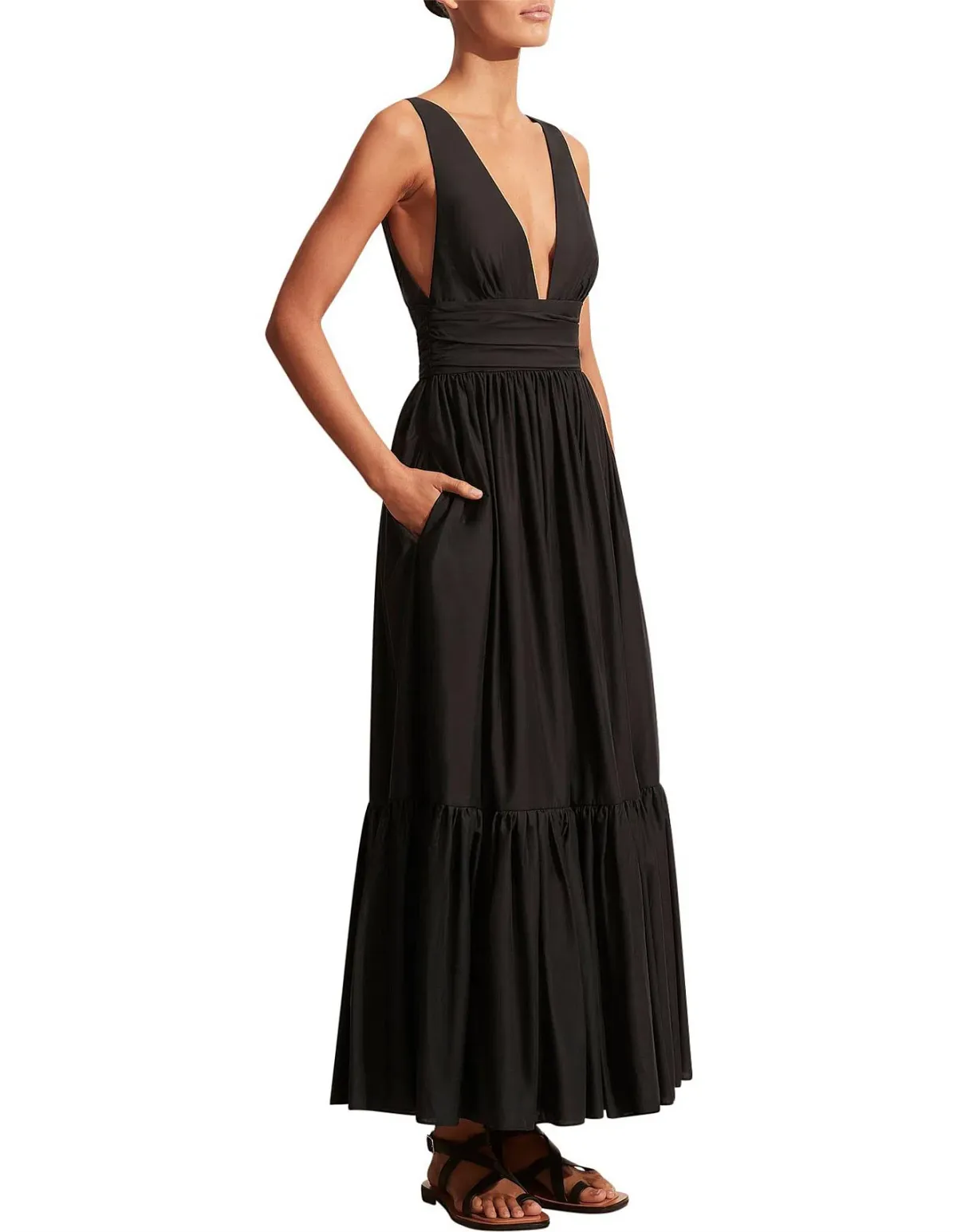 Matteau Tiered Plunge Dress Black Size 4 / AU 12 - Image 2