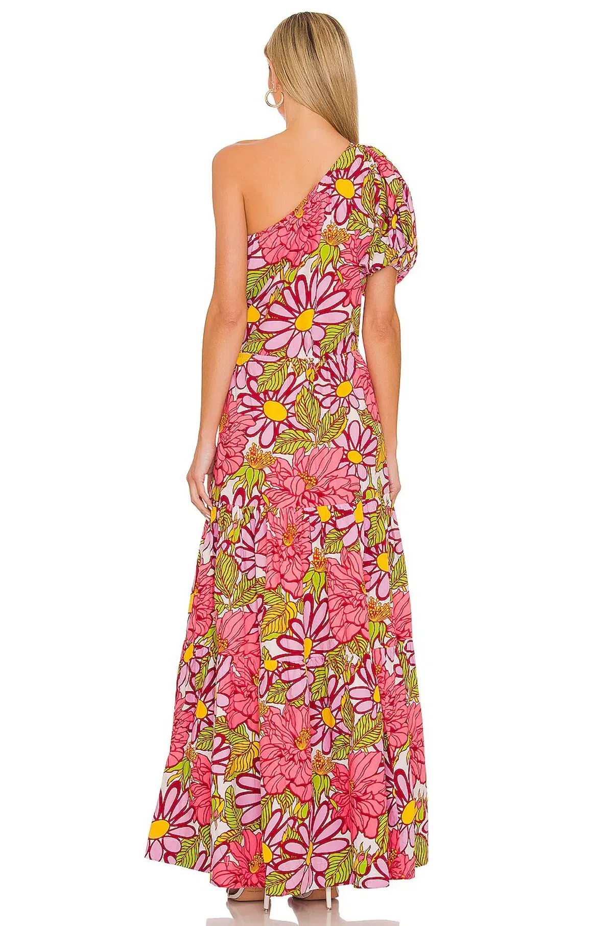 SWF Frida One Shoulder Puff Sleeve Maxi Dress Floral Size L / AU 14 - Image 3
