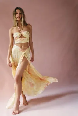 LoveShackFancy Balton Top and Chance Maxi Skirt Set Yellow Melon Size 8 for rent on The Volte - image 5