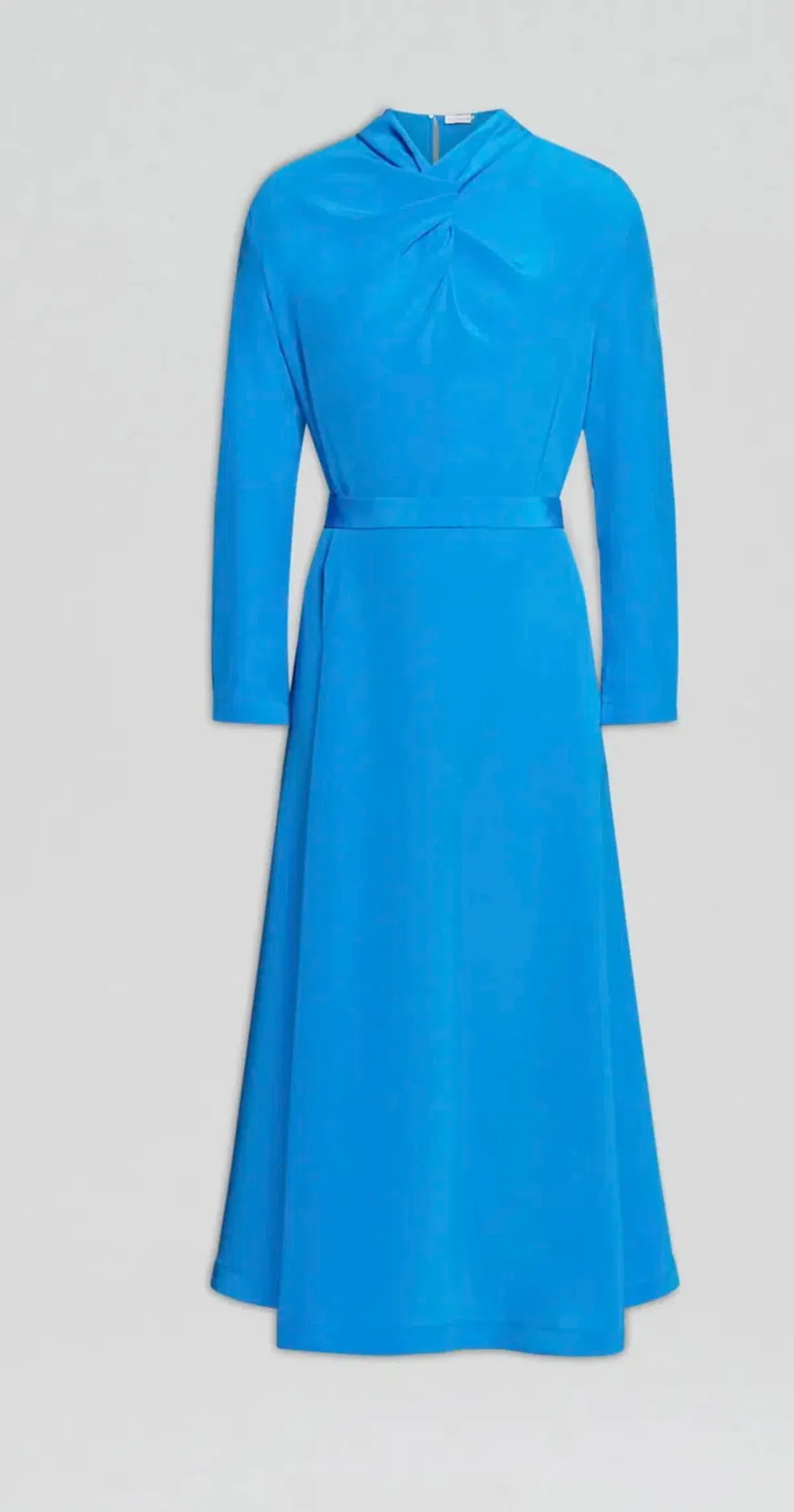 Scanlan Theodore Silk Drape Neck Midi Dress Bright Blue Size 12 - Image 8