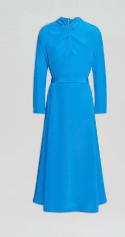 Scanlan Theodore Silk Drape Neck Midi Dress Bright Blue Size 12 for rent on The Volte - image 8