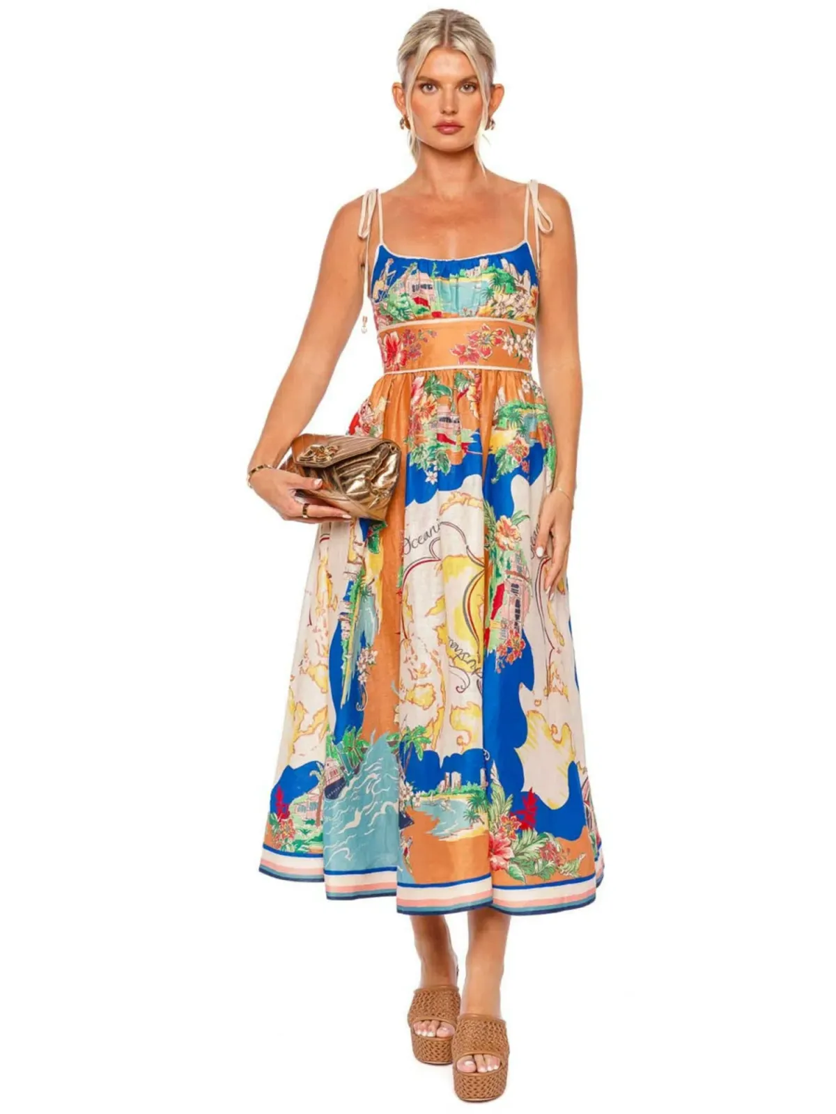 Zimmermann Alight Picnic Dress Nautical Map Size 3 / AU 14 for rent on The Volte - main image