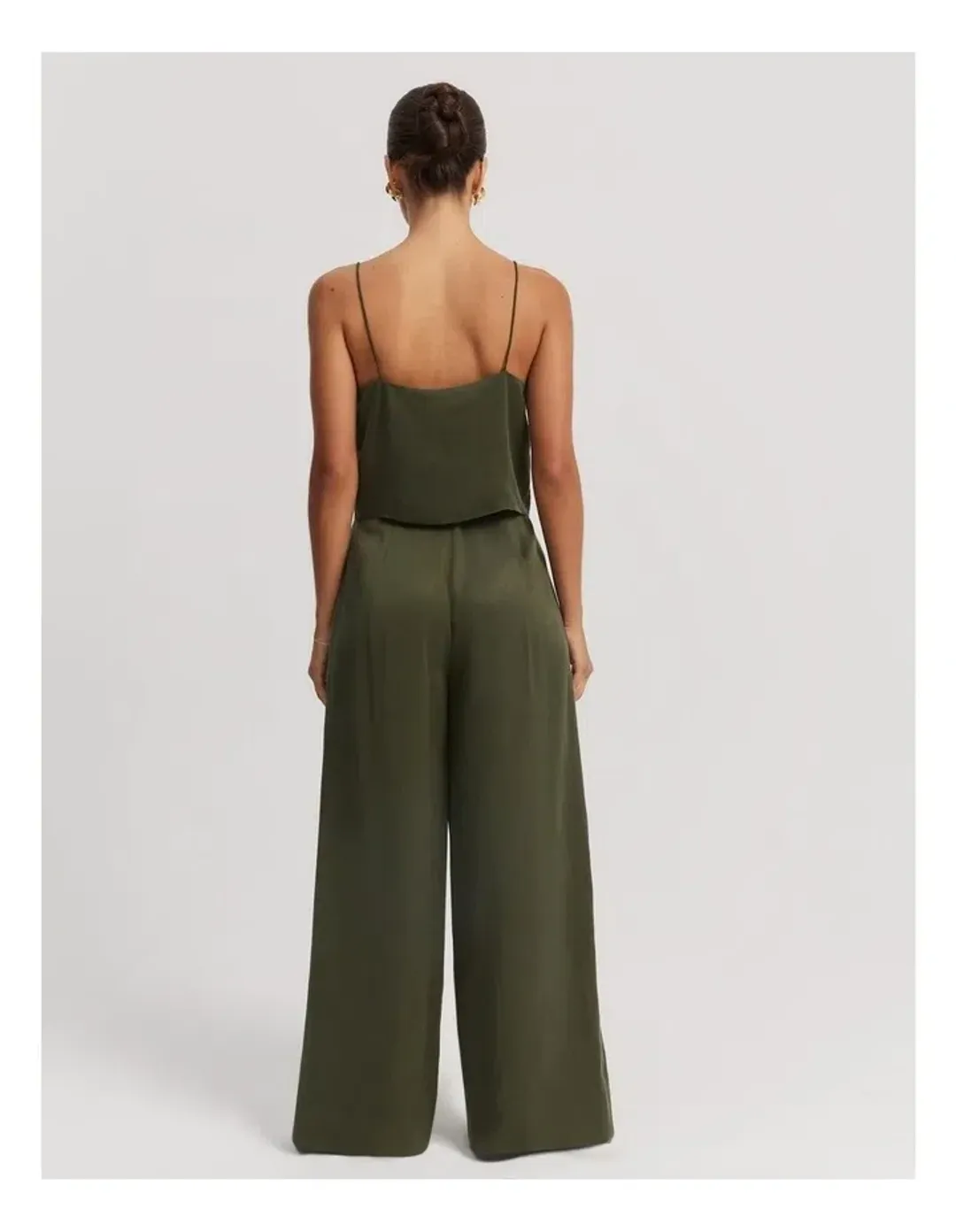Country Road Fluid Cami and Fluid Palazzo Pant in Dark Olive Size AU 10 for rent on The Volte - main image