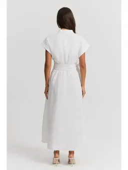 Country Road Organically Grown Linen Wrap Midi Dress White Size AU 10 for rent on The Volte - image 4