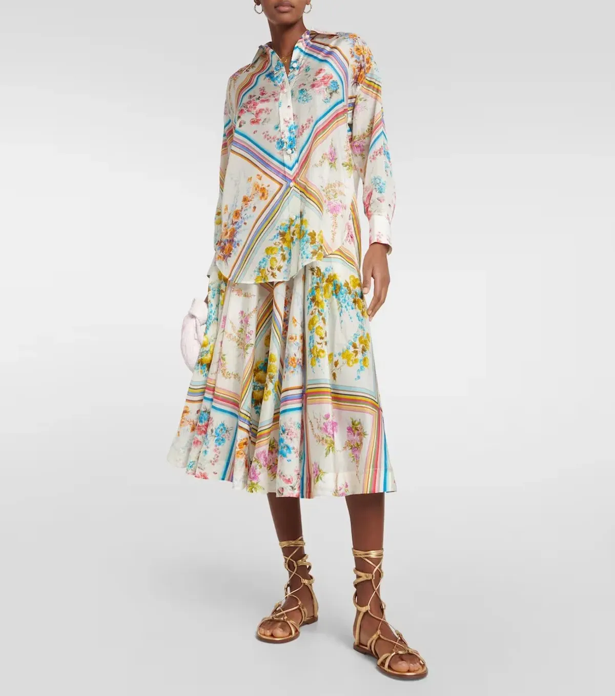 Zimmermann Halcyon Swing Skirt Multi Print Size 0/ AU 8 - Image 1