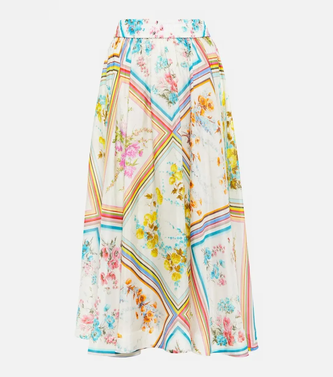 Zimmermann Halcyon Swing Skirt Multi Print Size 0/ AU 8 for rent on The Volte - main image