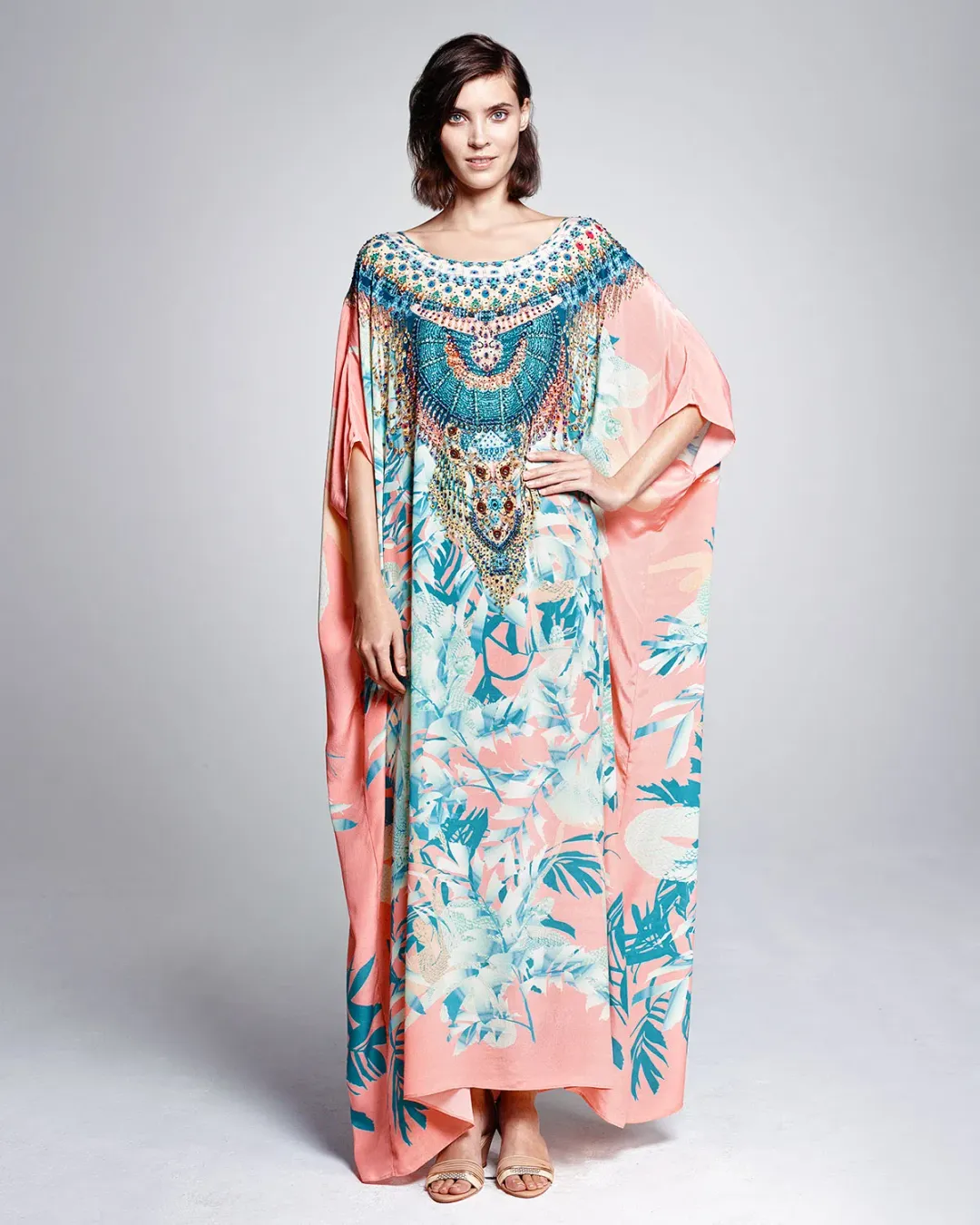 Camilla Frank Silk Garden of Dreams Round Neck Kaftan Print Size One Size for rent on The Volte - main image