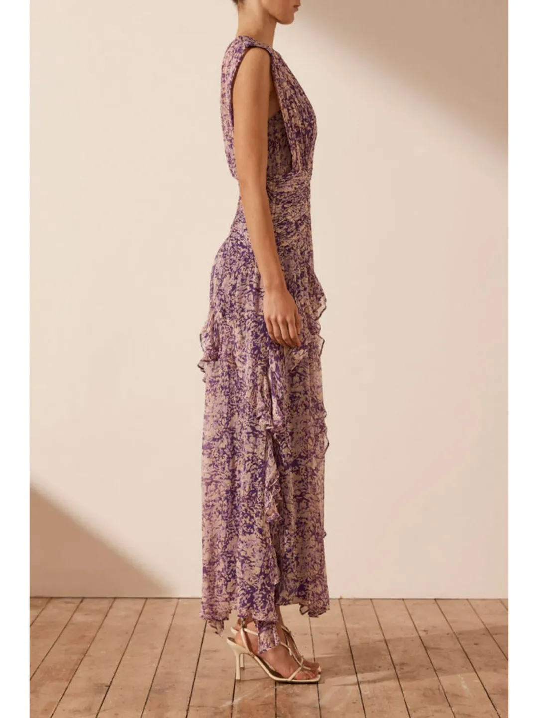 Shona Joy Aurier Round Neck Sleeveless Maxi Dress Purple Size AU 8 for rent on The Volte - main image
