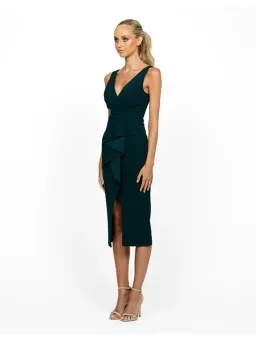 Bariano Dakota V Neck Ruffle Midi Dress in Jade Size AU 8 for rent on The Volte - image 2