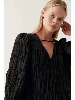 Aje Evelina Ruched Mini Dress Black Size AU 14 for rent on The Volte - image 3