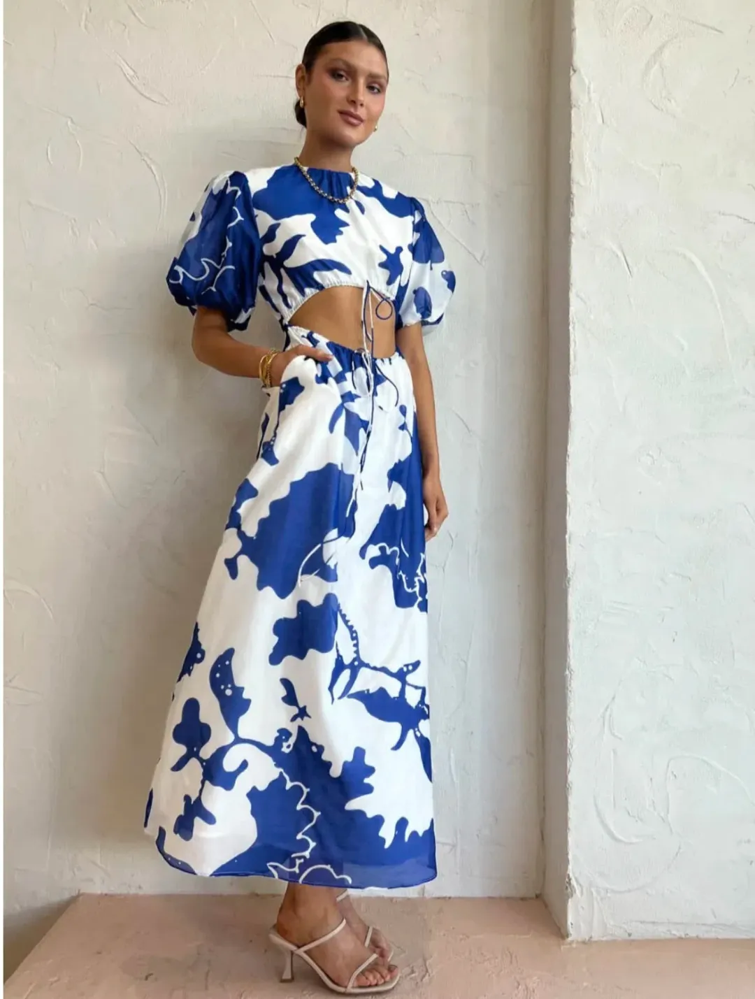 Sir The Label Vivi Puff Sleeve Maxi Dress Merce Abstract Print Size 1 /Au 10 for rent on The Volte - main image