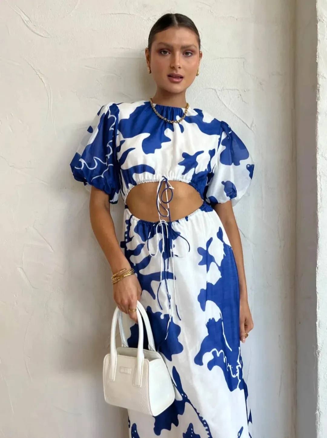 Sir The Label Vivi Puff Sleeve Maxi Dress Merce Abstract Print Size 1 /Au 10 for rent on The Volte - main image