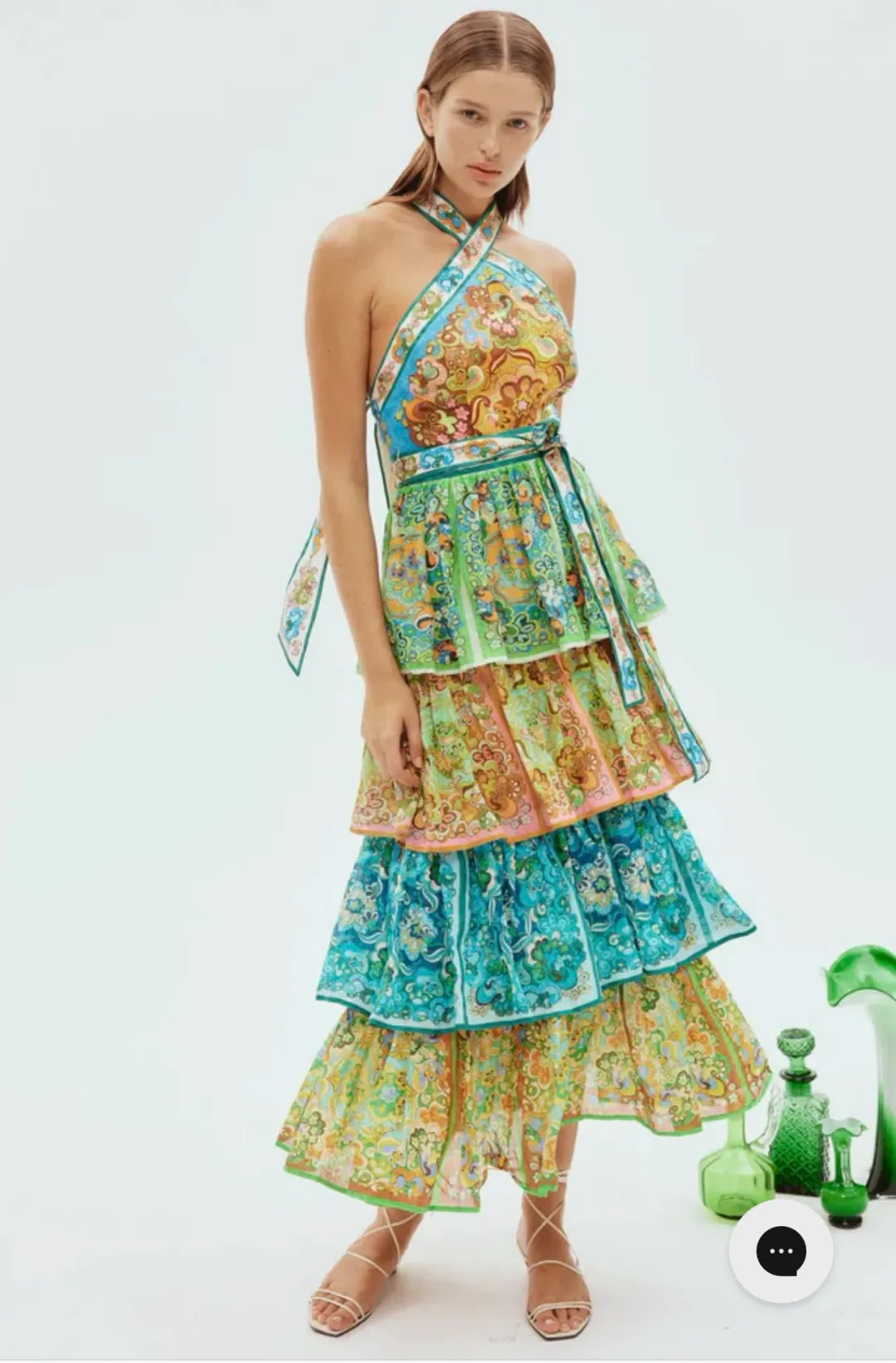 Alemais Dreamer Halter Tier Dress Multi Size 8 for rent on The Volte - main image