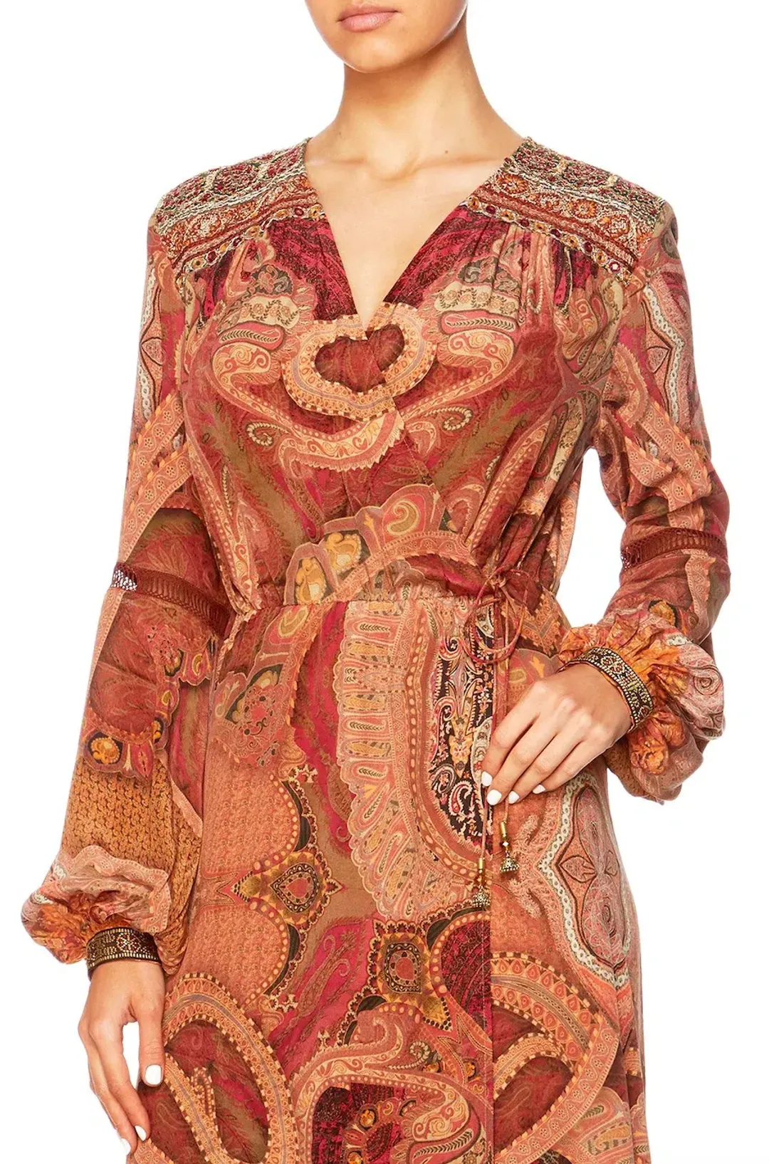 Camilla Quilted Yoke Wrap Dress Family Gathering Print Size 8 for rent on The Volte - main image