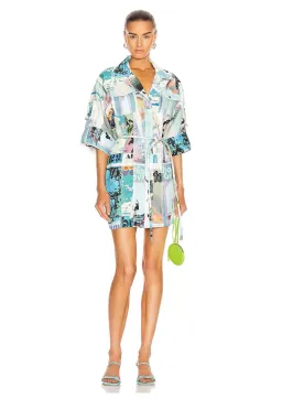 Zimmermann Glassy Safari Mini Dress Blue Poster Print Size 2 / AU 12 for rent on The Volte - image 1