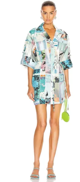 Zimmermann Glassy Safari Mini Dress Blue Poster Print Size 2 / AU 12 for rent on The Volte - image 4