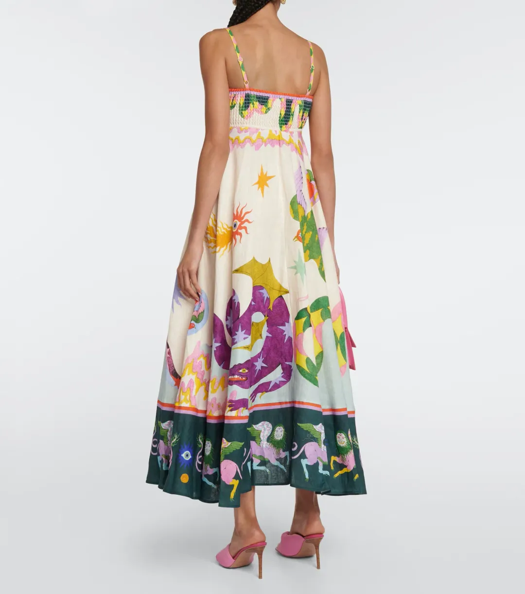Alémais Seeker Printed Linen Midi Dess Multi Size 8 for rent on The Volte - main image