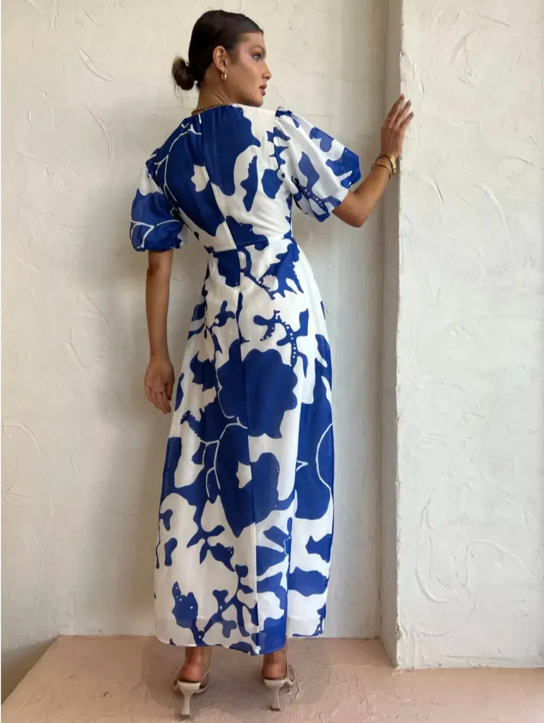 Sir the Label Vivi Puff Sleeve Maxi Dress Merce Abstract Print Size 8 for rent on The Volte - main image